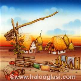 Naivno slikarstvo - ulja na staklu - 17x17 cm