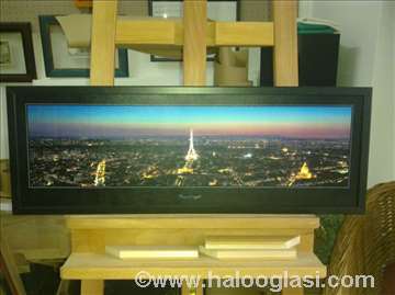 Pariz noću 1, panorama- uramljen foto na platnu