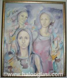 Devojke, ulje na platnu, uramljena slikar Lavrnić