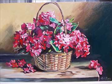 "Korpa sa cvećem" slika, ulje na platnu