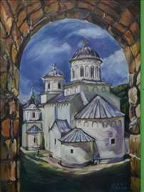 "Manastir Mileševa" slika, ulje na platnu