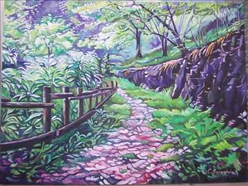 Stari put slika, ulje na platnu