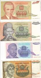 Komplet novčanica NBJ iz 1993. godine - hiperinfla