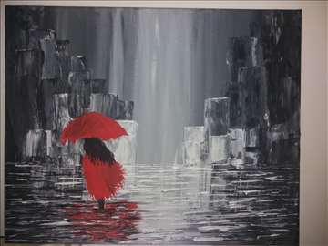 Na prodaju umetnička slika - Devojka na kiši