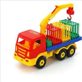 Kamion sa dizalicom i kavezima igračka za decu