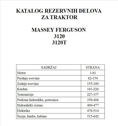 Massey Ferguson 3120 - 3120T  Katalog delova