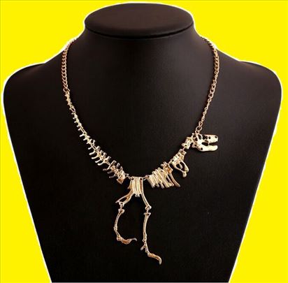 Ogrlica skelet dinosaurusa (zlato)