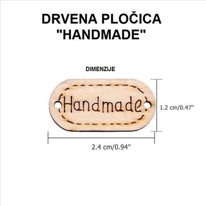 Drvene pločice "Handmade" - 50 komada