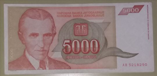 5.000 dinara-Nikola Tesla-1993-XF