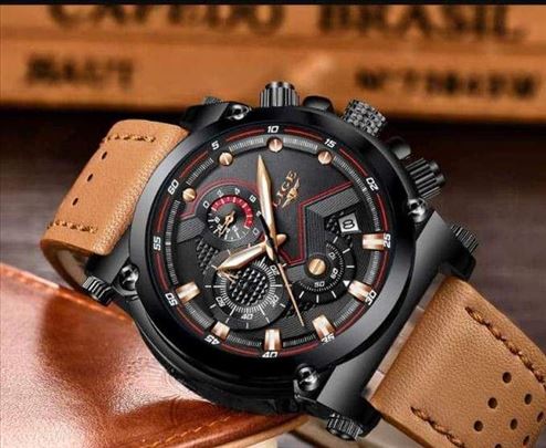 Braon crni sat sa ojačanim prošivenim kaiševima