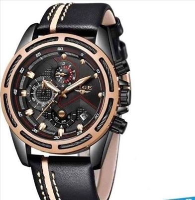 Bronzano crni muški sat sa hronometrima+Garancija