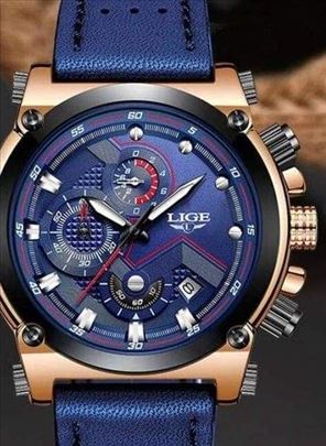 Plavi sat sa prosivenim kožnim kaiševima garancija