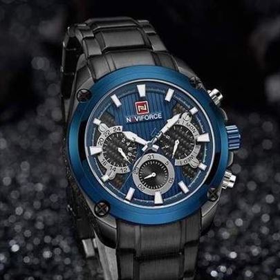 Metalni crno plavi sat od nerđajućeg čelika 