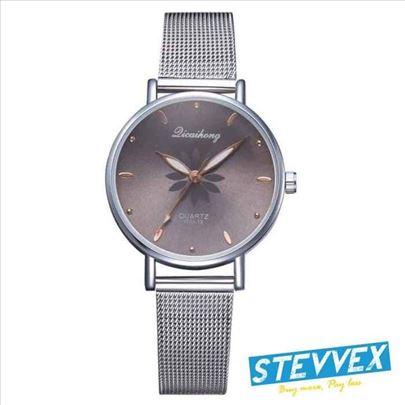 Sivi elegantni sat sa metalnom narukvicom 