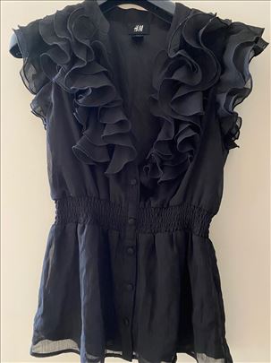 Ženska crna bluza sa karnerimas H&M