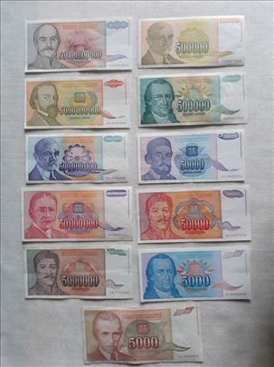 lot 11 kom. novcanica ex yu , [ xf ]  