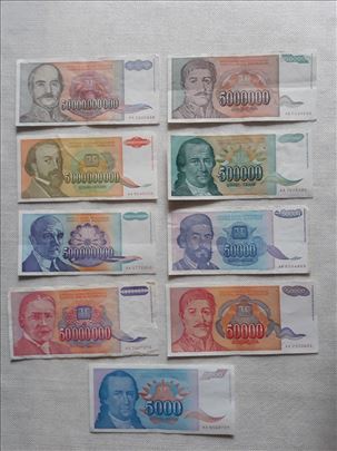 lot 9 kom. novcanica ex yu , [ xf ]