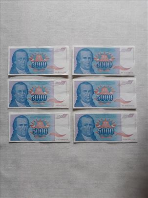 lot novcanica ex yu , 94 god. , 6 kom. , [ xf ] 