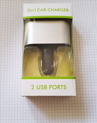 Auto punjač razdelnik na 2 upaljača i 2 USB