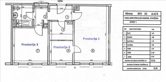 Trosoban stan/poslovni prostor, 56m2, Belvil
