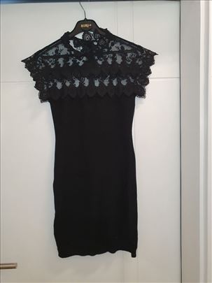 Mala crna haljina - vuna i cipka, s/m