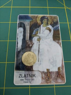 Zlatnik Beli Andjeo na kartici 