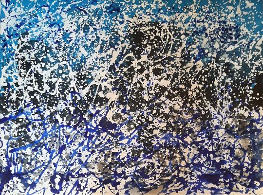 Blue rain, akril na platnu