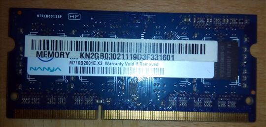 Memorija 2GB PC3-10600 DDR3 1600Mhz 204pin Memory 
