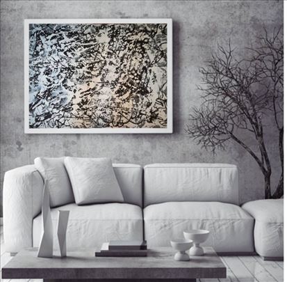 Snow on tree, akril na platnu