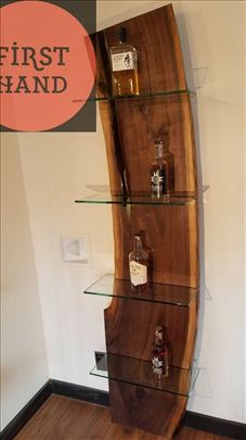 Polica puno drvo i staklo unikat 