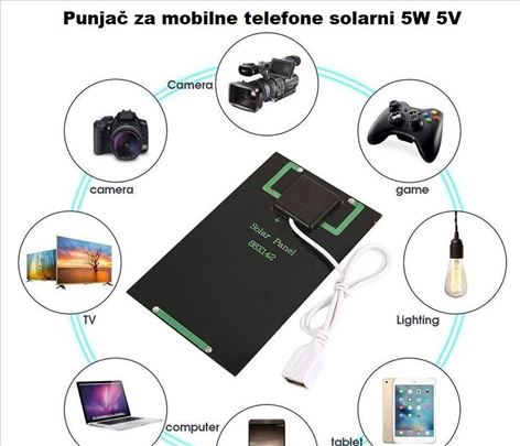Solarni punjač za mobilne telefone 5W 5V - novo
