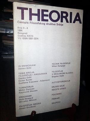 Theoria 3-4/1984: Filozofija i angažman
