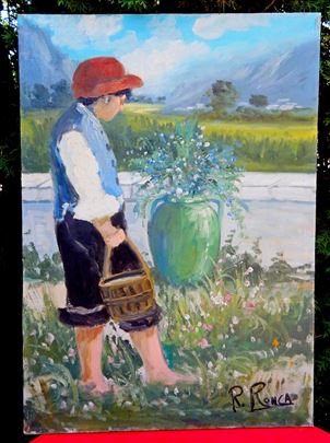 Dečak na selu, ulje, na platnu Roberto Ronca