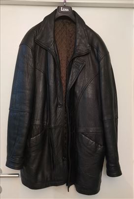 Muška kožna jakna crna duža