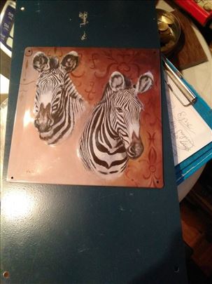 Slike u boji na metalu, 20cm x 20cm: žirafe, zebr