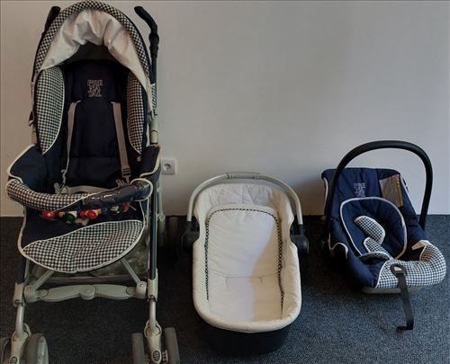Prenatal trodelni set kolica, sintezis i kolevka 