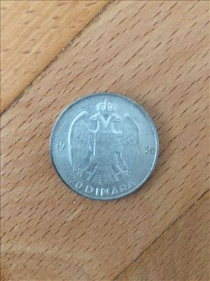  20 dinara 1938-srebro