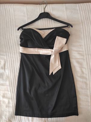 Satenska crna haljina S