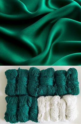 Konac pletenje, Cable, Yumco, smaragd/bela/krem