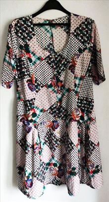 Vintage unikatna pamucna haljina sa pacvork dezeno