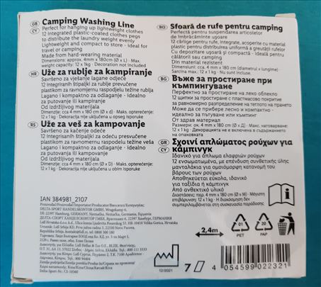 Uže za veš za kampovanje