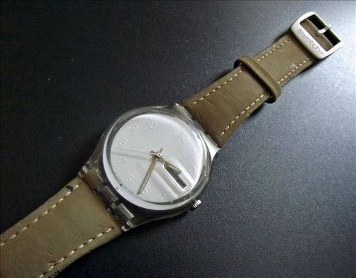 Swatch svoč sat Day Date beli sa kožnim kaišem1999