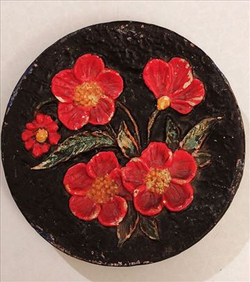 Starinski zidni cvetni tanjir precnika 18 cm