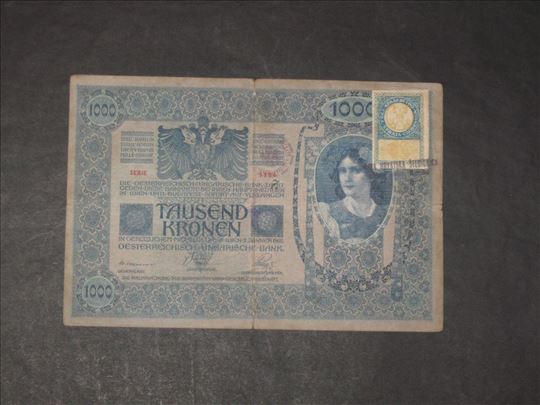 1000 Kronen 1902 , sa markicom sa ćiriličnim pismo
