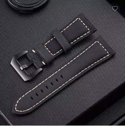 Prirodna kozna crna narukvica 20mm Samsung watch