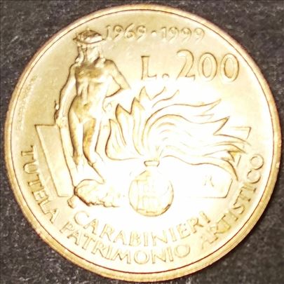 Italija, komemorativna, 200 lira, 1999