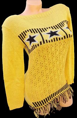 Džemper, žuti sa resicama