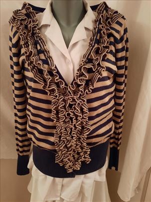 Promiss ljubičasto krem ženski džemper sa karneri