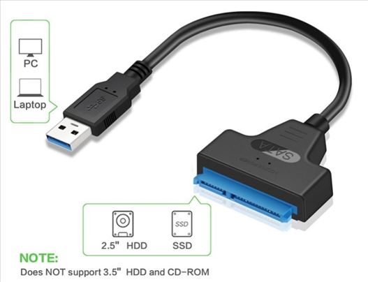 Adapter sa USB 3.0 na sata 3 za 2.5" SSD i HDD
