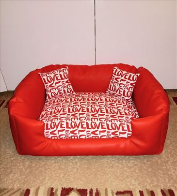 Krevet za psa, mačku od eko kože I pamuka, Klasik 